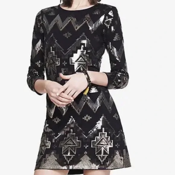 Express Black Sequin Mini Dress | Bodycon | Size S/P | Excellent Condition - Picture 2 of 12